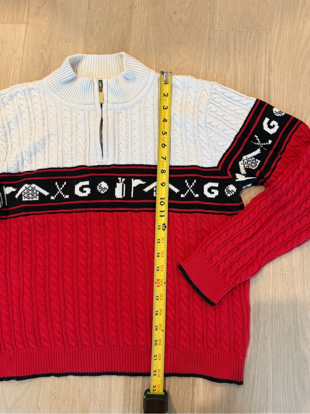 Vintage 90s Liz Claiborne Golf Cable Knit 100% Cotton Quarter Zip Sweater Large - Picture 3 of 6